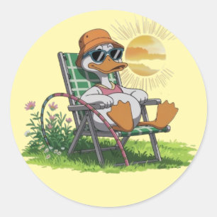 Eend geniet van de zomer ronde sticker