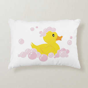 Eend in roze bubbels accent kussen