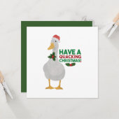 Eend Kerst Puns: Prettige Kwakkerige Kerst Kaart (Voorkant / Achterkant in situ)