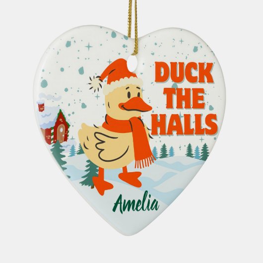 Eend Kerstmis Keramisch Ornament (Rechts)