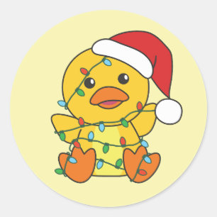 Eend Kerstmis Winter Dieren Vakantie Eend Ronde Sticker