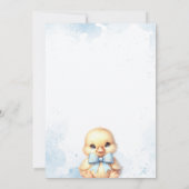 Eend met Bow Blue Boy Baby shower Invitation Kaart (Achterkant)