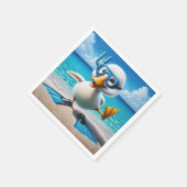 Eend met duiksnorkel op het strand servet (Hoek)