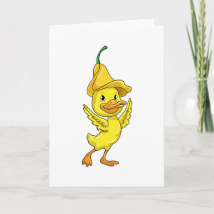 Eend met gele bellenkap kaart