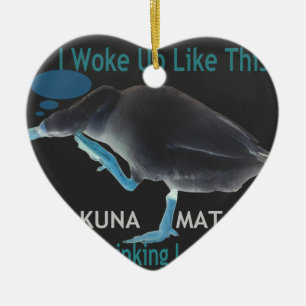 Eend met I Wake Up Like This & Hakuna Matata Tekst Keramisch Ornament