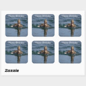 Eend met open bek vierkante sticker (Vel)