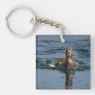 Eend met open snavel sleutelhanger