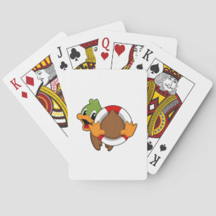 Eend met zwemband pokerkaarten