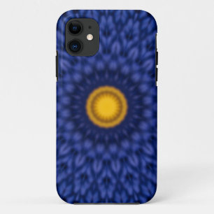 Eend op blauw met gele caleidoscoop iPhone 11 hoesje