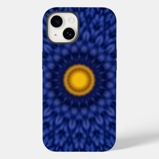 Eend op blauw met gele caleidoscoop Case-Mate iPhone case (Achterkant)