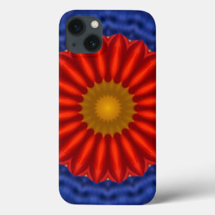 Eend op blauw met rode caleidoscoop iPhone 13 hoesje