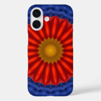 Eend op blauw met rode caleidoscoop