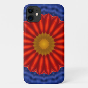 Eend op blauw met rode caleidoscoop iPhone 11 hoesje