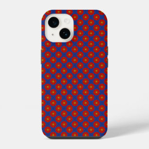 Eend op blauw met rode caleidoscoop iPhone 14 hoesje