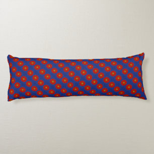 Eend op blauw met rode caleidoscoop lichaamskussen
