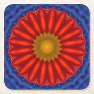 Eend op Blauw met Rood Kaleidoscoop Vierkante Kartonnen Onderzetter
