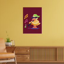 Eend speelt muziek Pixel Art