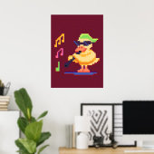 Eend speelt muziek Pixel Art Poster (Thuiskantoor)