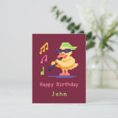 Eend spelen muziek Pixel Art Flat Kaart (Staand voorkant)