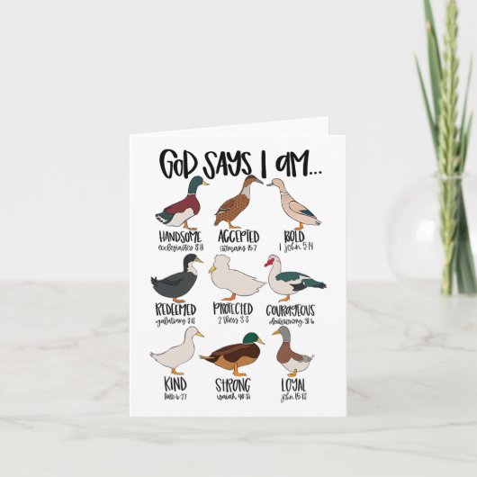 Eend typt Christelijk God zegt dat ik bijbelvers r Kaart (Voorkant)