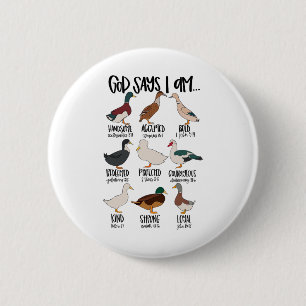 Eend typt Christelijk God zegt dat ik bijbelvers r Ronde Button 5,7 Cm
