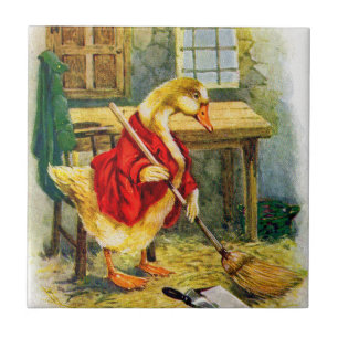 eend uit 1930 die over de vloer vloog tegeltje