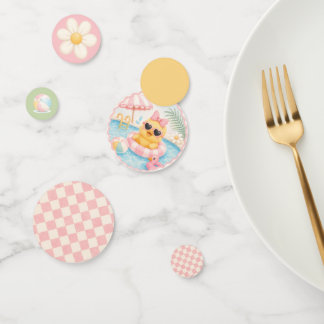Eend Vijver Verjaardagsfeest Tafel Confetti