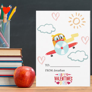 Eend & Vliegtuig, Schattigee Grappige Kinder Valen Feestdagenkaart
