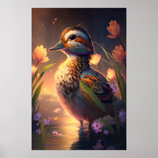 Eend Vogel Dier Portret Schilderij Wildlife Ponds Poster (Voorkant)