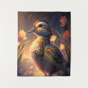 Eend Vogel Dier Portret Schilderij Wildlife Ponds Wandkleed