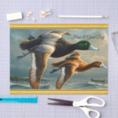 Eenden die over het zee vliegen Met een kleine boo Tissuepapier (Craft)