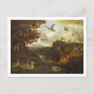 Eenden en andere vogels over een stroom in een Ita Briefkaart