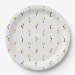Eenden en diksen in de lente papieren bordje