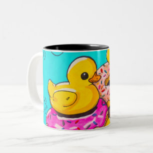 Eenden en donuts tweekleurige koffiemok