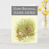 Eenden in de buurt van het Wenskaart van de waterd Kaart (Gele Bloem)