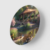 Eenden in de vijver ronde klok (Hoek)