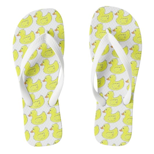 Eenden in een row gele rubberen eend Ducky Teensli Teenslippers (Voetbed)