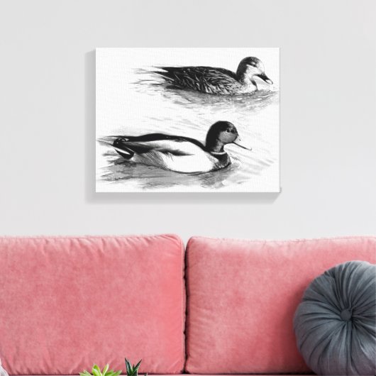 Eenden op het meer canvas afdruk (Insitu (Woonkamer))