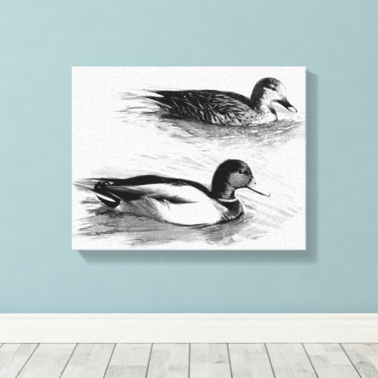 Eenden op het meer canvas afdruk (Insitu (Houten vloer))