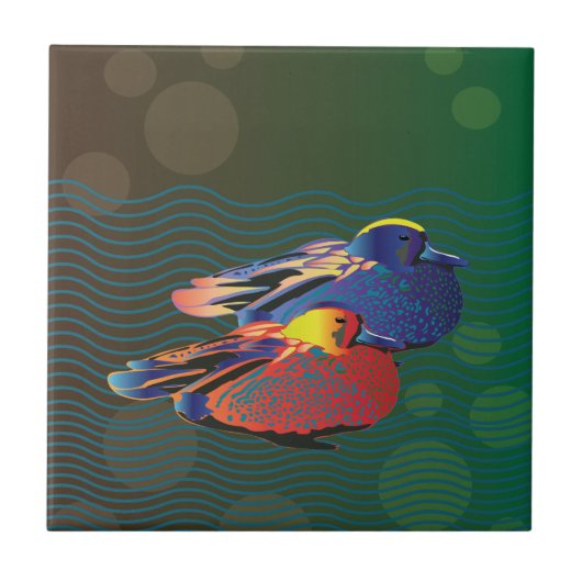 Eenden vogels koppel tegeltje (Voorkant)
