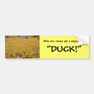 eenden, waarom je nooit een tovenaar laat roepen, bumpersticker