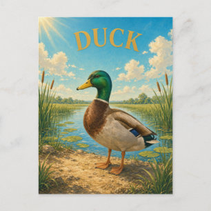 Eenden Wetland Riet Waterverf GeoSaga Briefkaart
