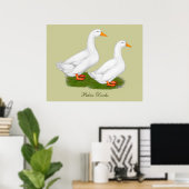 Eenden: Witte pekins Poster (Thuiskantoor)