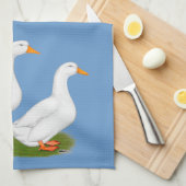 Eenden: Witte pekins Theedoek (Quarter Fold)