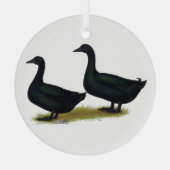Eenden: Zwarte Cayugas Glas Ornament (Achterkant)