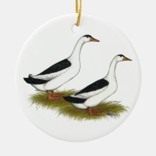 Eenden: Zwarte Magpies Keramisch Ornament