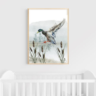 Eendenjacht kinderkamer muurdecoratie poster