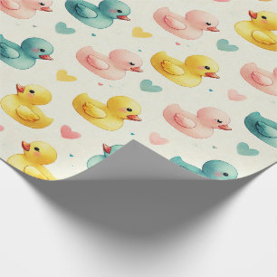 Eendenpatroon inpakpapier voor babyfeestje