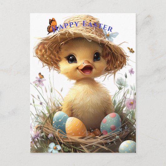 Eendenstro Pet Easter Egg Flowers Vlinders Briefkaart (Voorkant)