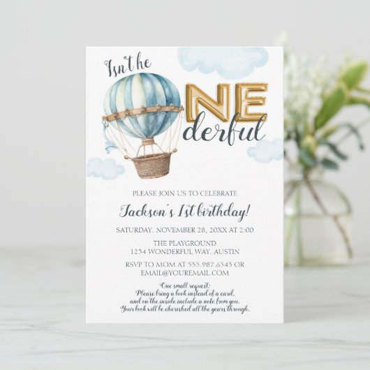 EENderful eerste verjaardag gouden folie hete luch Kaart (Staand voorkant)